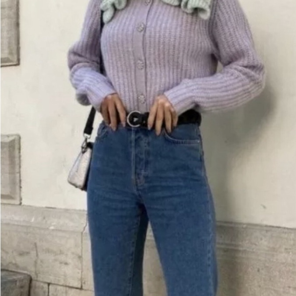 Lavender Ruffle Collar Sweater - Picture 2 of 8